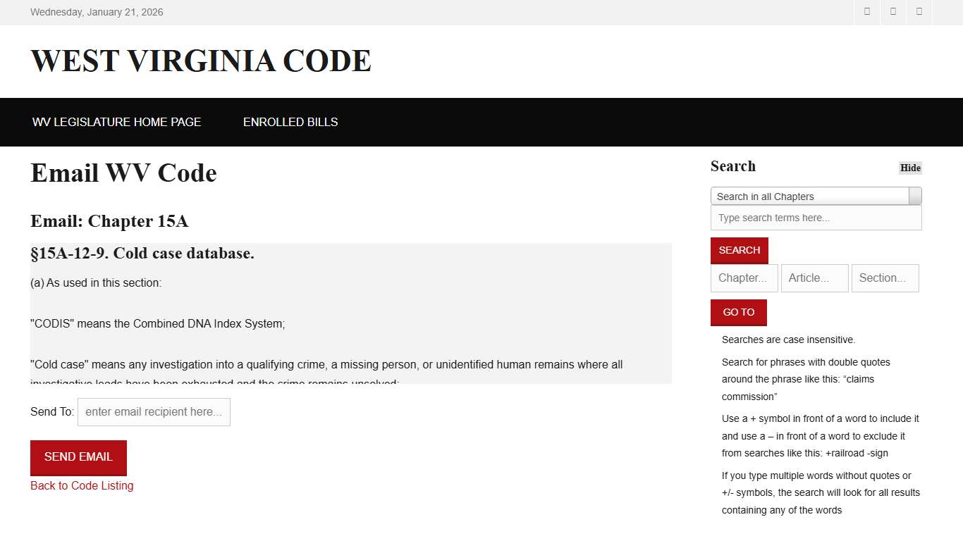 West Virginia Code | §15A